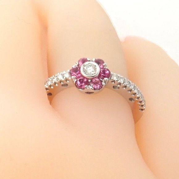 Pasquale Bruni 18k White Gold Diamond Pink Sapphire Flower Fiori Ring - Picture 10 of 12